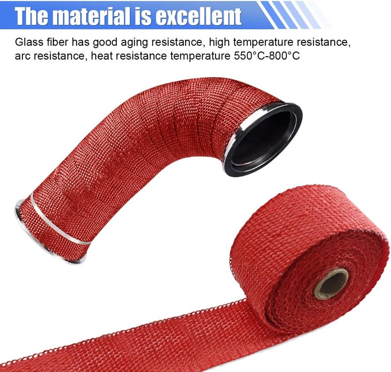 BDZMC 2" x 16 Ft Motorcycle Exhaust Heat Wrap Roll, Exhaust Manifold Heat Wrap Fiberglass Heat Shield Tape, Car Exhaust Tube Thermal Wrap Tape with 10 Stainless Locking Ties - Image 4